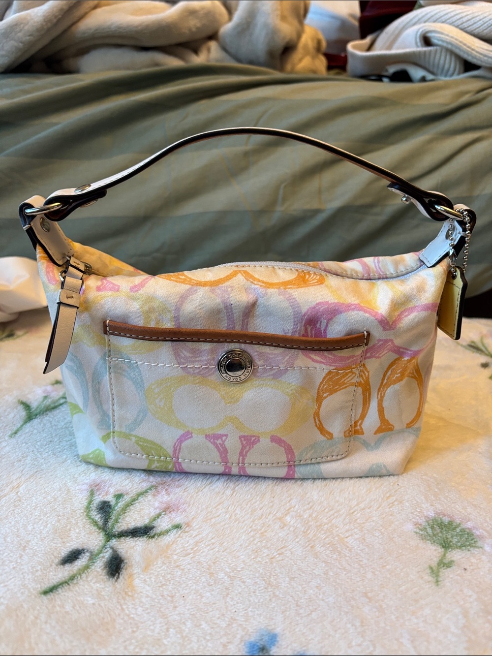 Coach Pastel Multicolor Signature Shoulder Bag